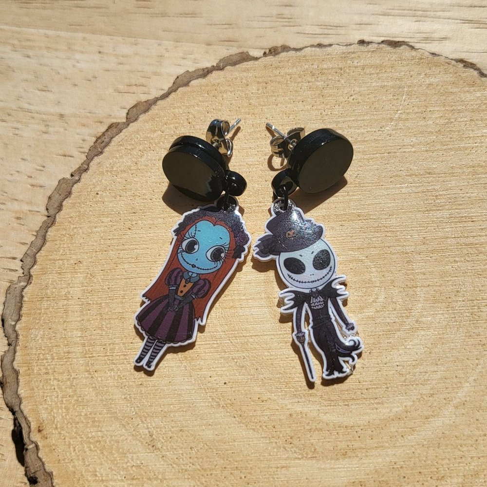 Disney Nightmare Before Christmas Sally and Jack‎ Skellington Acrylic Earrings